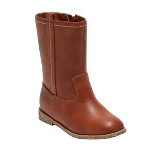 Cat & Jack Toddler Girls Aubriella Brown Zipper Slip-On Casual Riding Boots